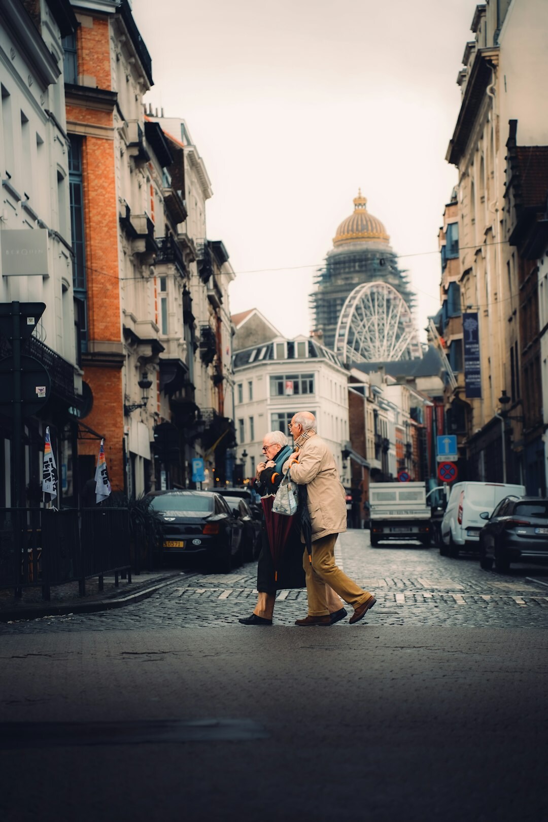 retired couple walking